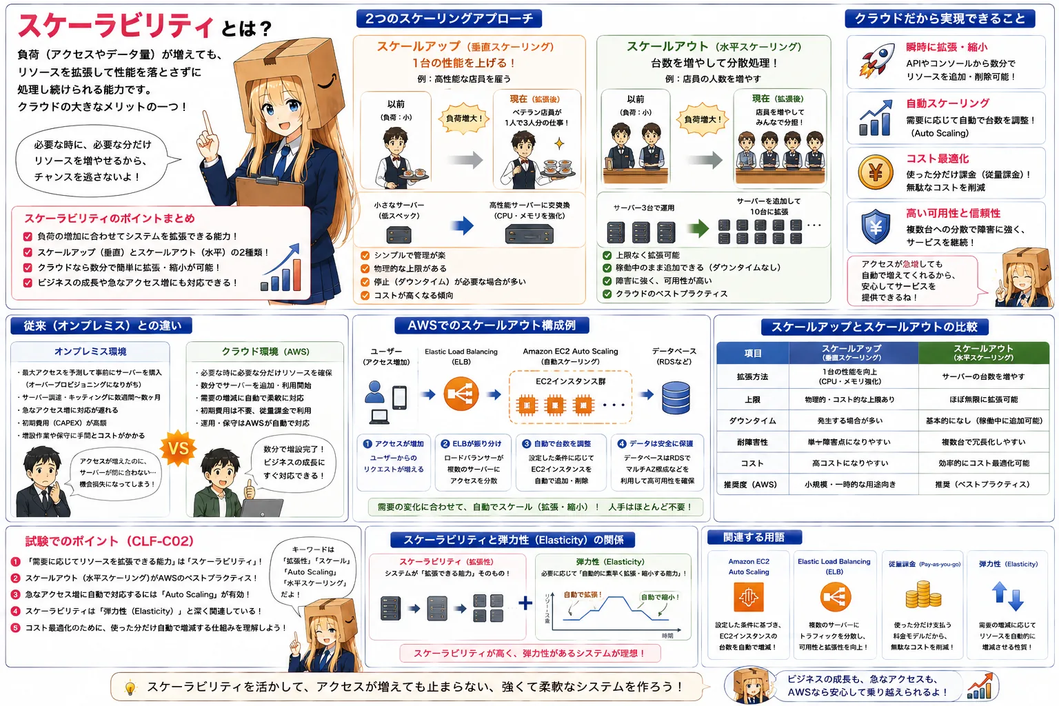 スケーラビリティの解説（AWS認定クラウドプラクティショナーシラバス用語）