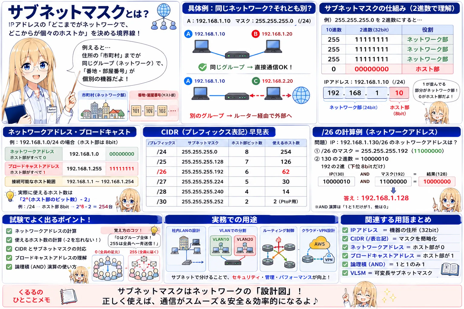 サブネットマスクの解説（基本情報技術者シラバス用語）