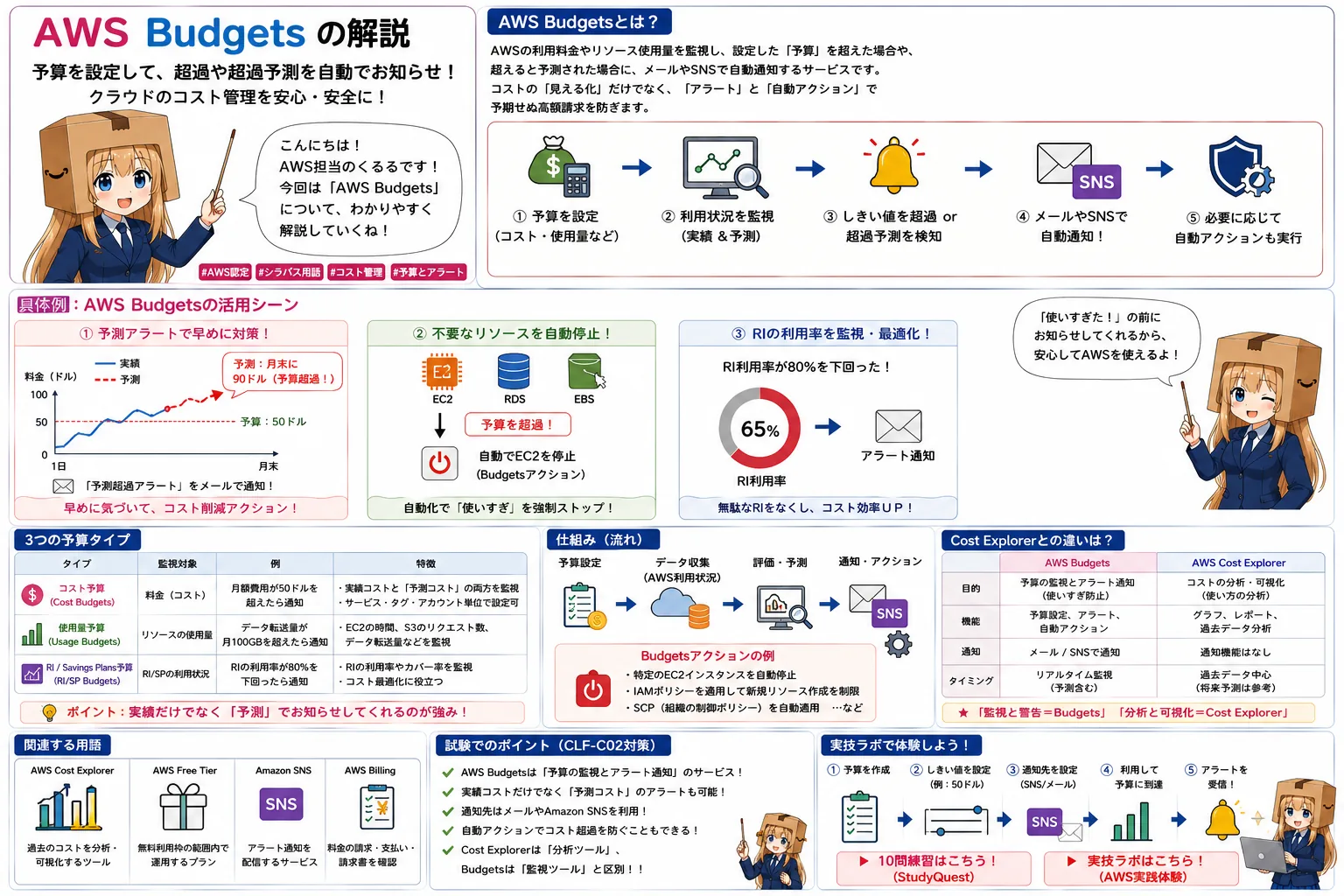 AWS Budgetsの解説（AWS認定クラウドプラクティショナーシラバス用語）