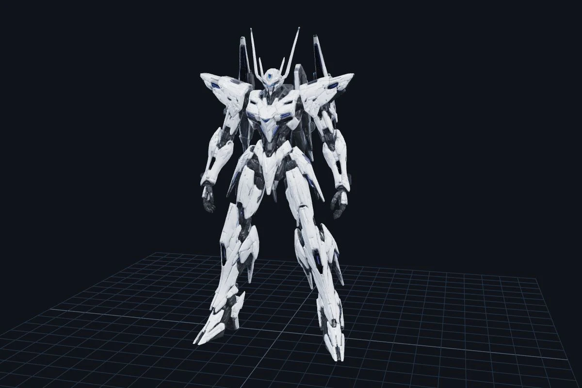 KuruMechaで利用できる白翼WG A01の3Dモデルを開発環境で表示した機体プレビュー